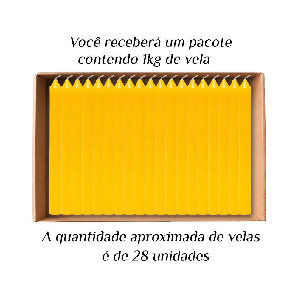 KIT 28 Velas Palito De Parafina 1Kg Amarelo