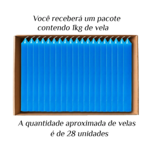 KIT 28 Velas Palito De Parafina 1Kg Azul
