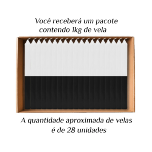 KIT 28 Velas Palito De Parafina 1Kg Branco/Preto