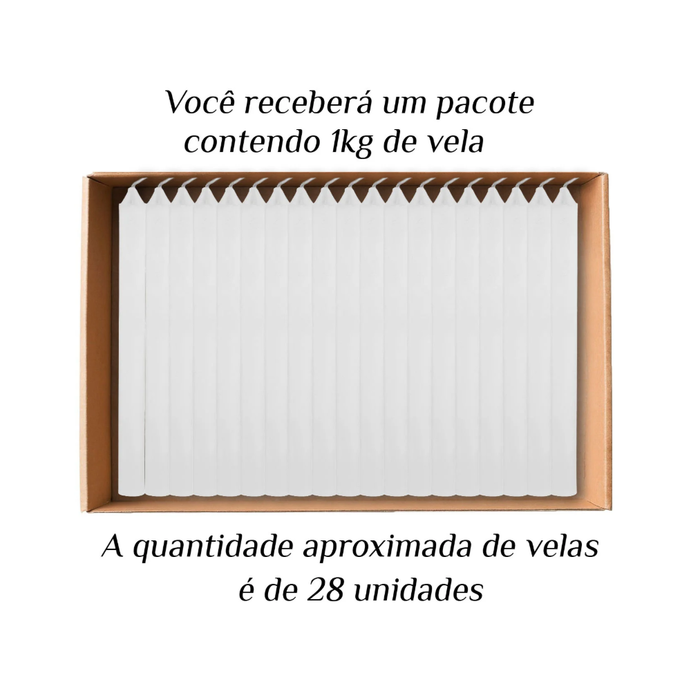 KIT 28 Velas Palito De Parafina 1Kg Branco