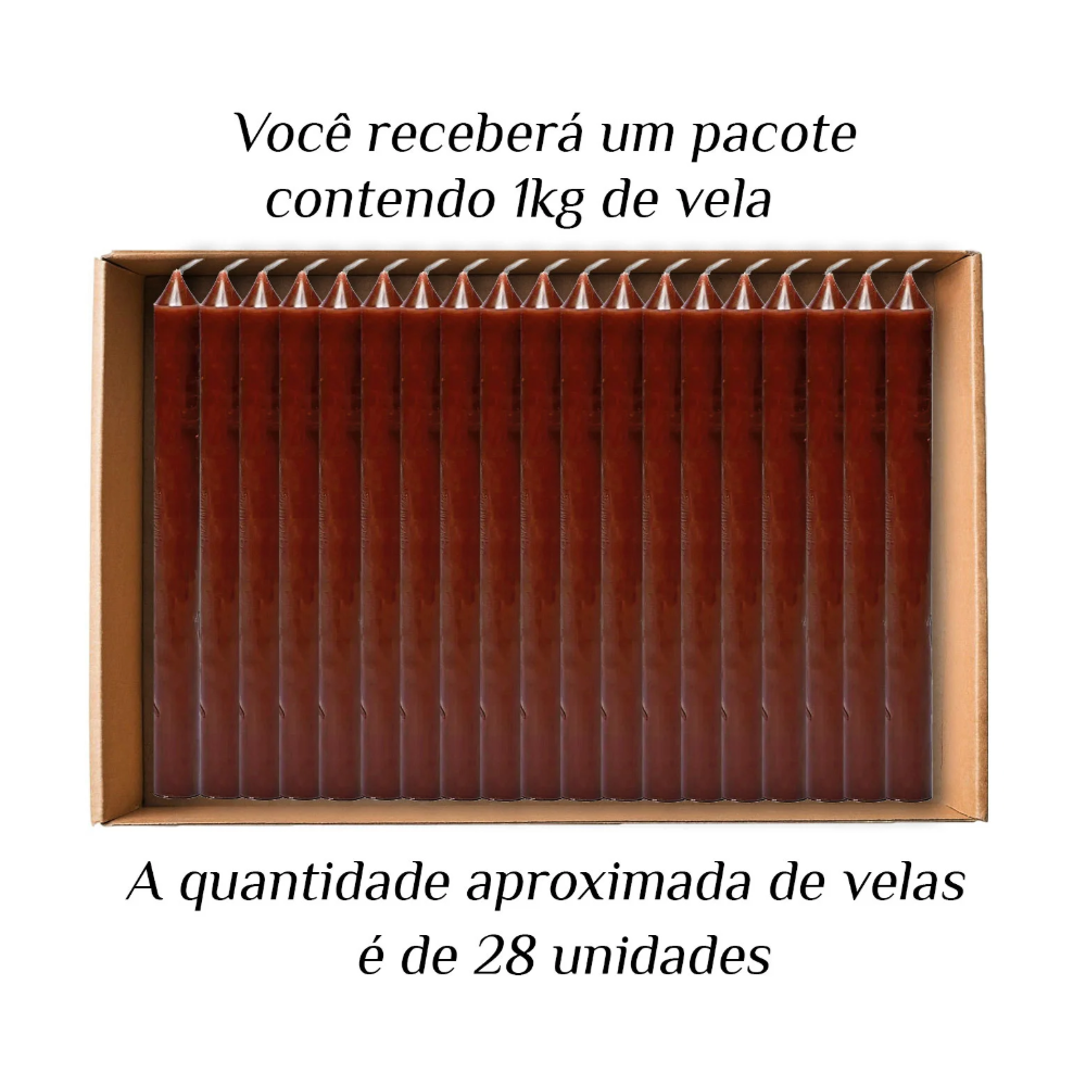 KIT 28 Velas Palito De Parafina 1Kg Marrom