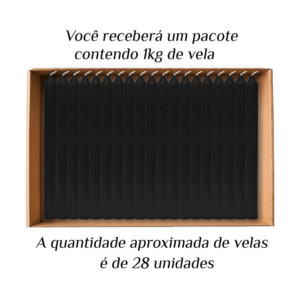 KIT 28 Velas Palito De Parafina 1Kg Preto