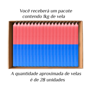 KIT 28 Velas Palito De Parafina 1Kg Rosa/Azul