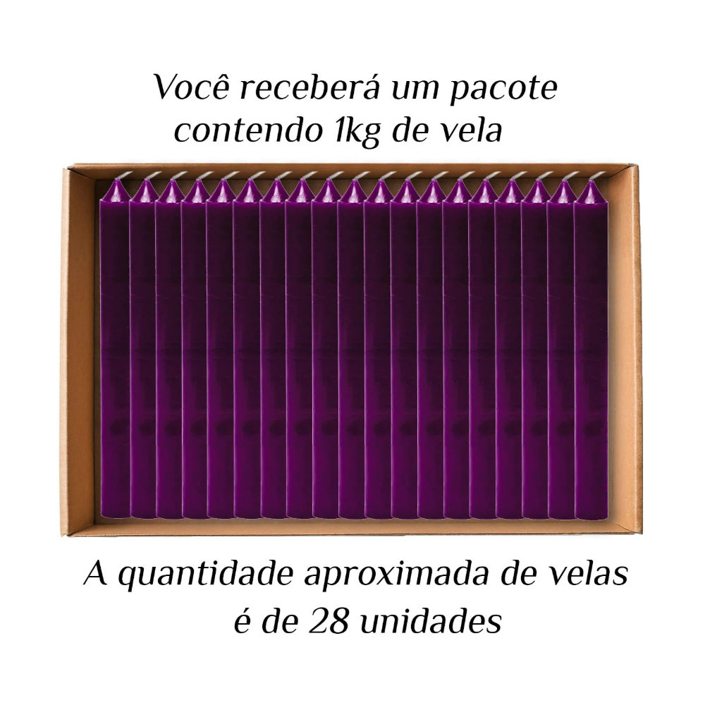 KIT 28 Velas Palito De Parafina 1Kg Roxo