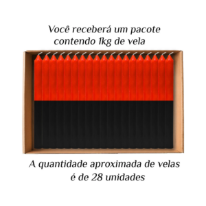 KIT 28 Velas Palito De Parafina 1Kg Vermelho/Preto