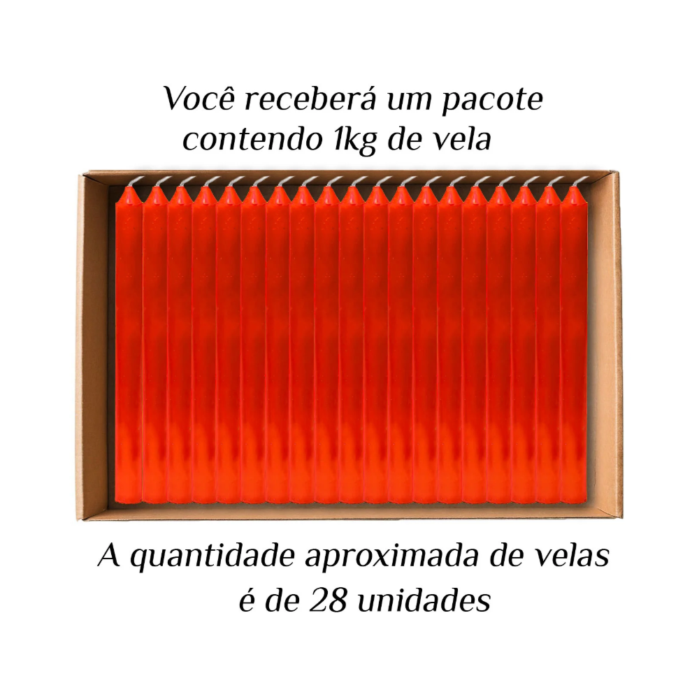 KIT 28 Velas Palito De Parafina 1Kg Vermelho