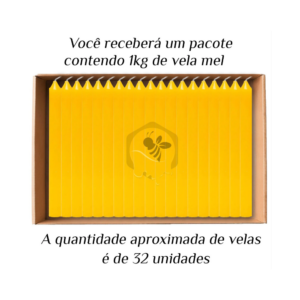 KIT 32 Velas Palito De Cera Aromatizada Mel 1Kg Amarelo
