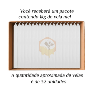 KIT 32 Velas Palito De Cera Aromatizada Mel 1Kg Branco