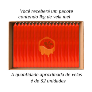 KIT 32 Velas Palito De Cera Aromatizada Mel 1Kg Vermelho