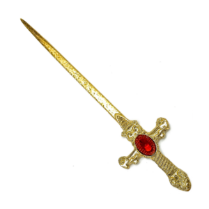 Mini Espada Punhal Dourado Cigano Longo C/ Cristal P/ Assentamento