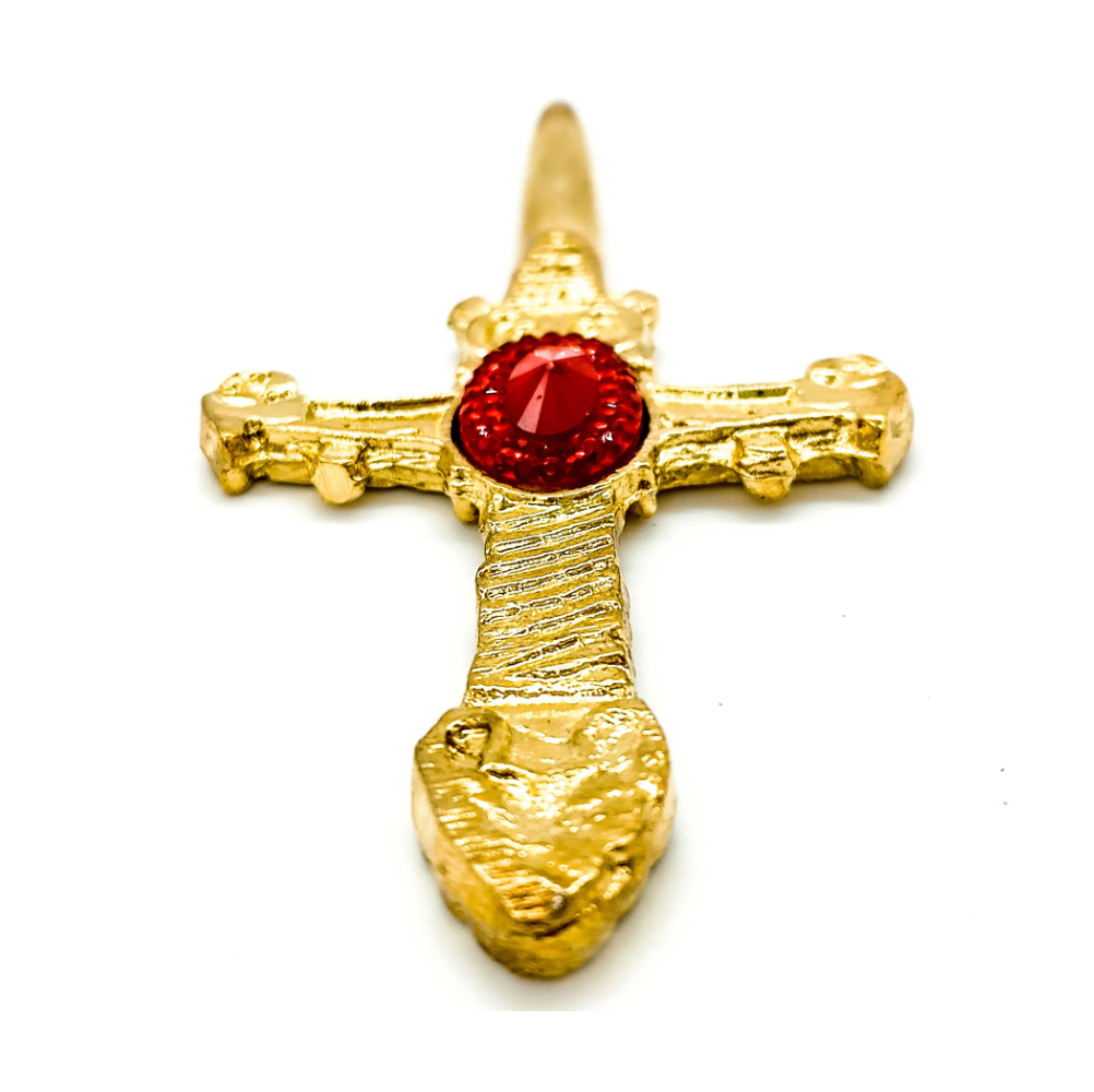 Mini Espada Punhal Dourado Cigano Longo C/ Cristal P/ Assentamento - Imagem 2