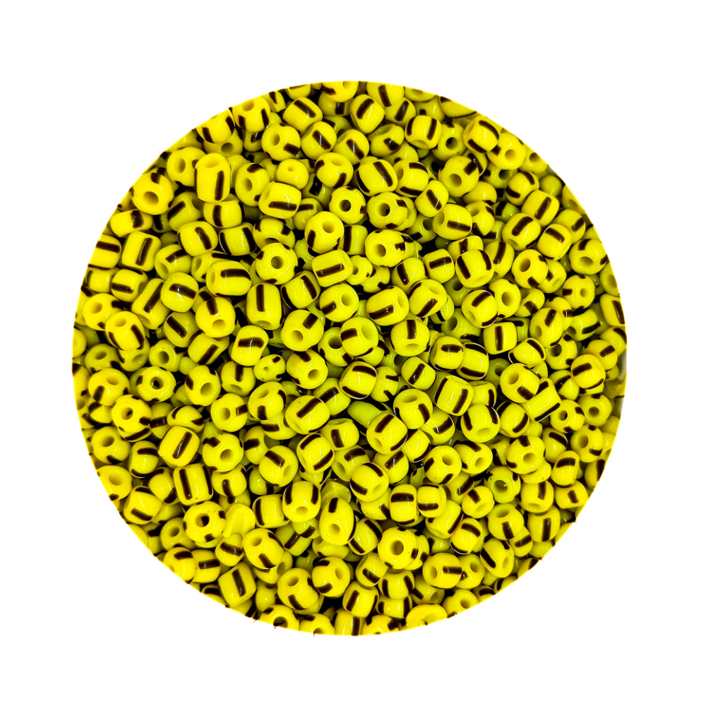 Pacote 100G Conta De Missanga Leitosa Amarelo/Preto
