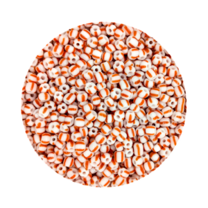 Pacote 100G Conta De Missanga Leitosa Branco Rajado Vermelho
