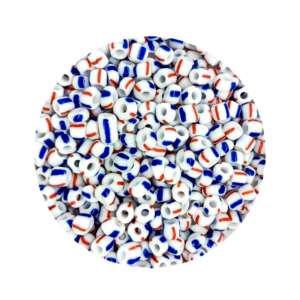 Pacote 100G Conta De Missanga Leitosa Tricolor Branco/Azul Marinho/Vermelho