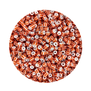 Pacote 100G Conta De Missanga Leitosa Vermelho Rajado Branco