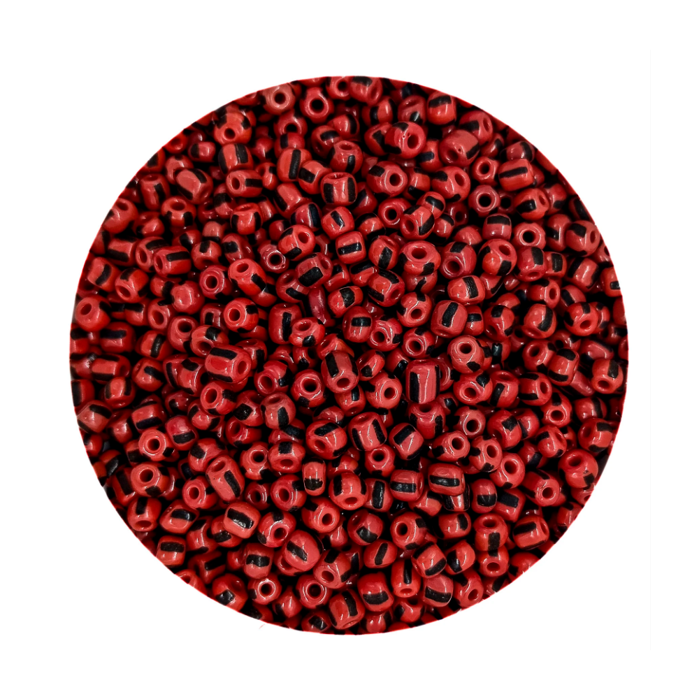 Pacote 100G Conta De Missanga Leitosa Vermelho/Preto