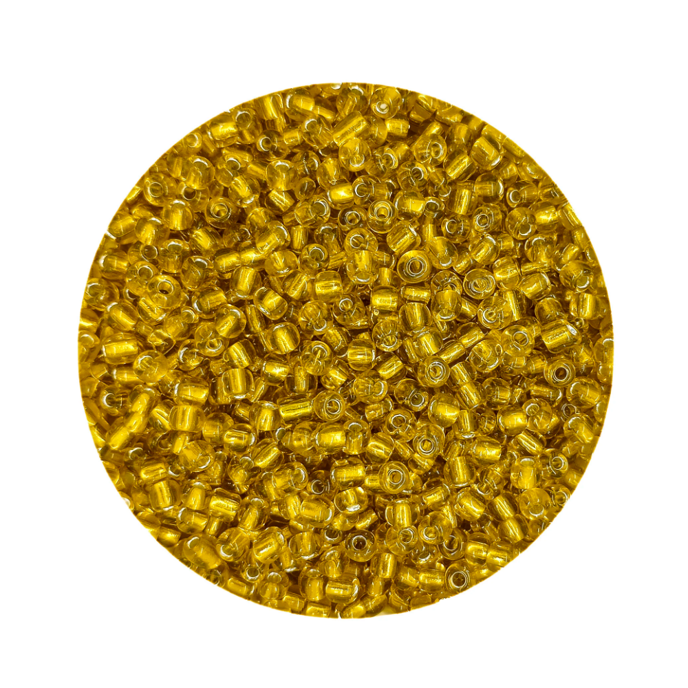 Pacote 500G Conta De Missanga Transparente Amarelo Dourado