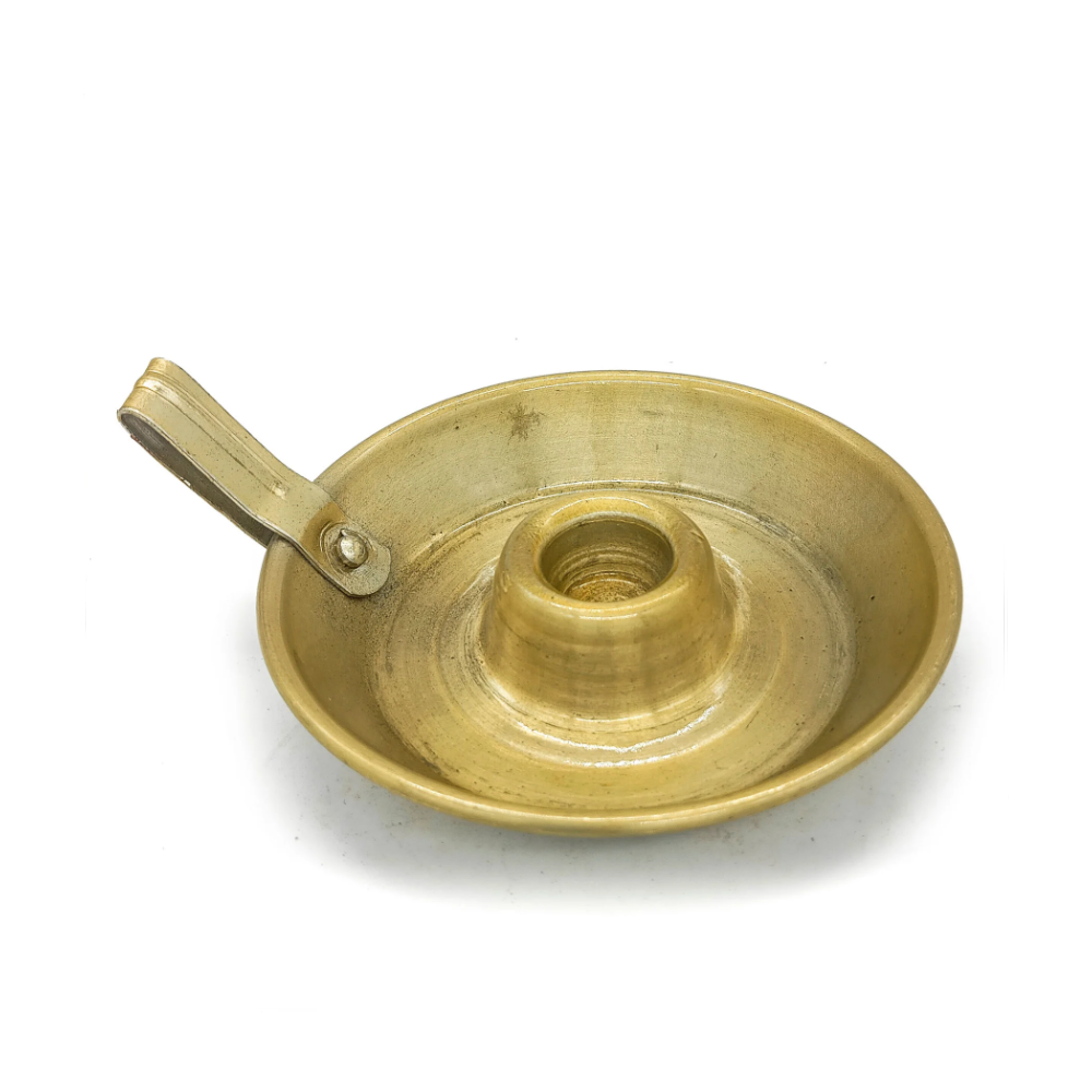 Suporte p/ Vela Palito Castiçal Em Alumínio Dourado Porta Vela C/ Alça