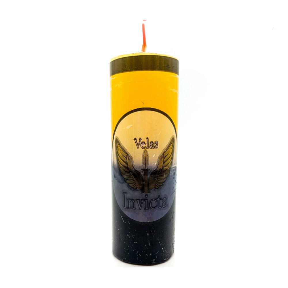 Vela De 7 Dias 50Mm Parafina Amarela/Preta Unidade Invicta