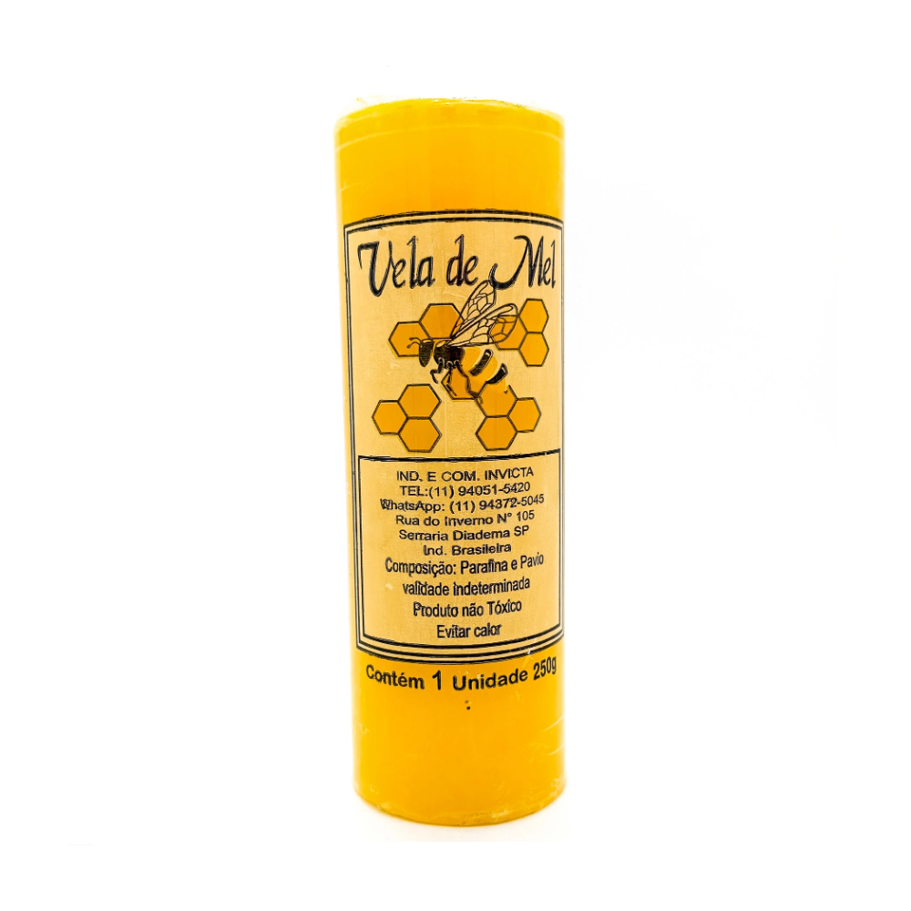 Vela De 7 Dias 55Mm Aromatizada Mel Parafina Amarela Unidade Invicta