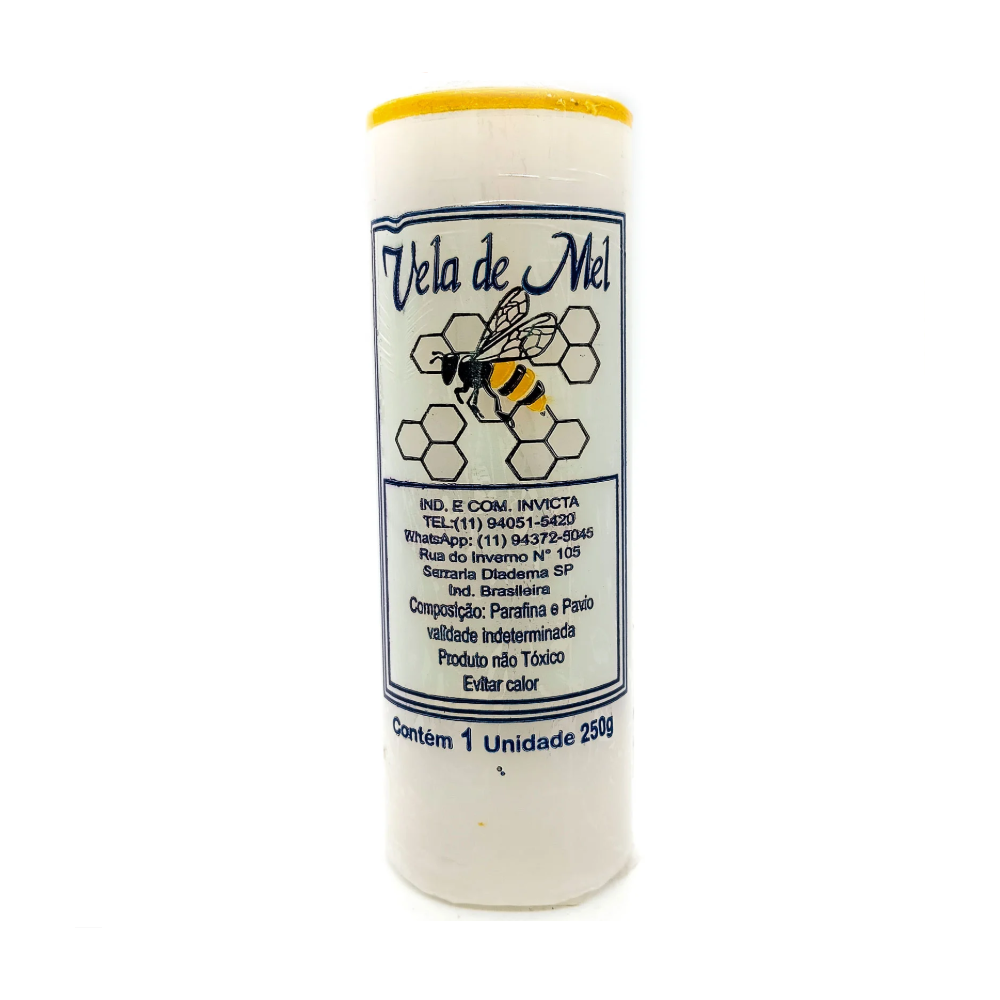 Vela De 7 Dias 55Mm Aromatizada Mel Parafina Branca Unidade Invicta