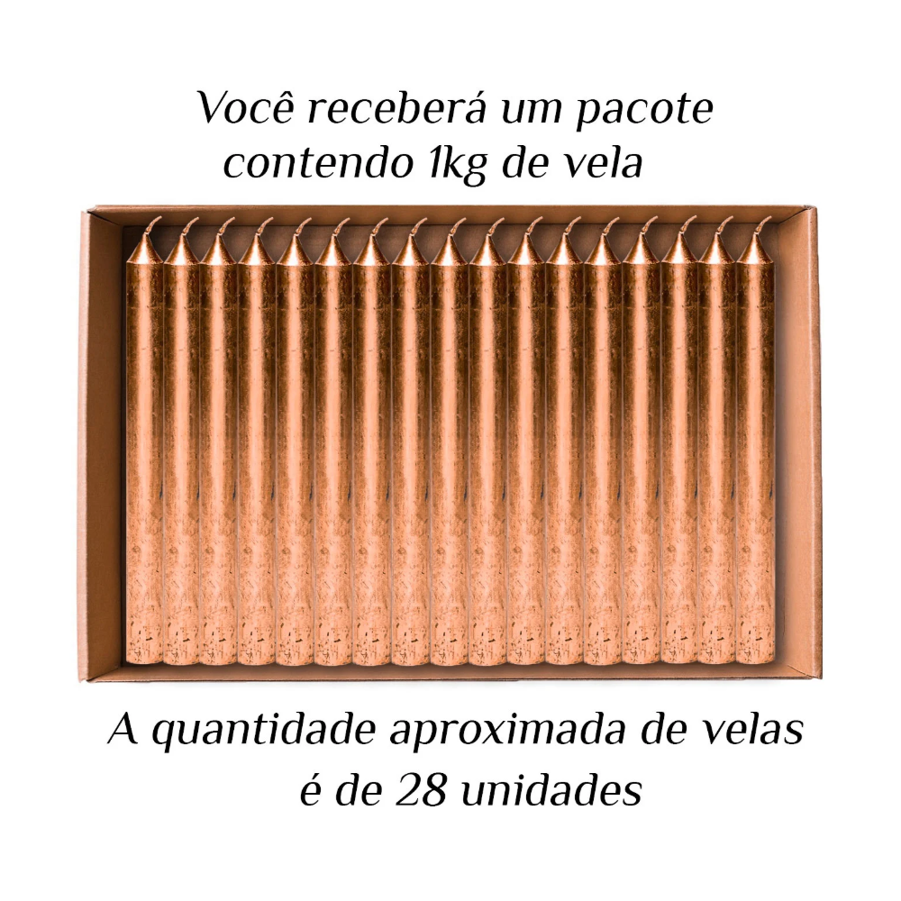 Vela Palito 20Cm De Parafina Cobre 1Kg