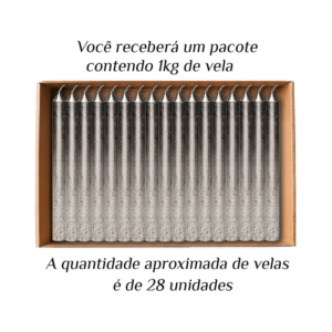 Vela Palito 20Cm De Parafina Prata 1Kg