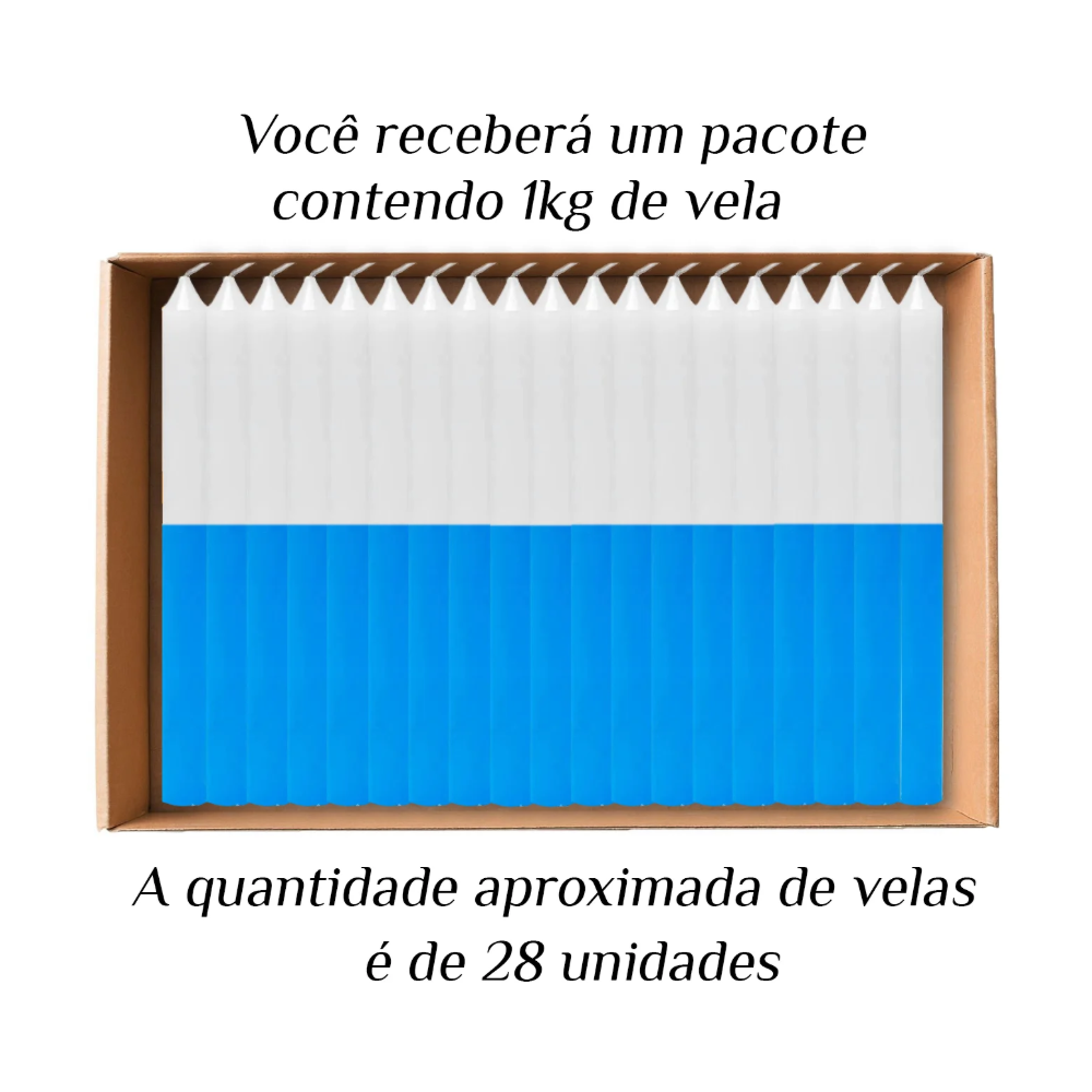 Vela Palito De Parafina 1Kg Branco/Azul
