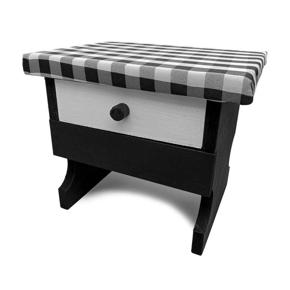 Banco P/ Preto Velho Estofado Xadrez C/ Gaveta Mdf/Mdp - Imagem 2