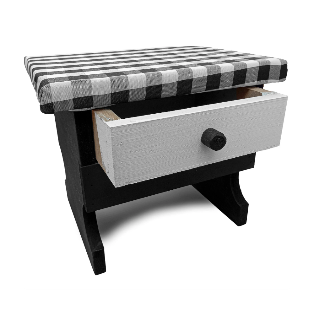 Banco P/ Preto Velho Estofado Xadrez C/ Gaveta Mdf/Mdp - Imagem 3