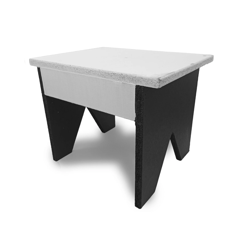 Banco P/ Preto Velho Simples Bicolor Branco/Preto Mdf/Mdp - Imagem 2