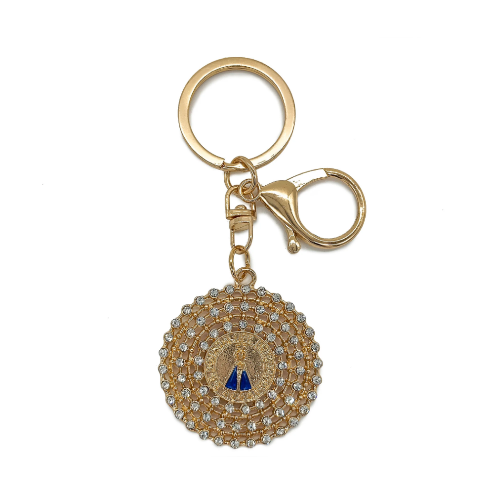 Chaveiro Católico Premium Nsra. Aparecida Circulo Cravejado