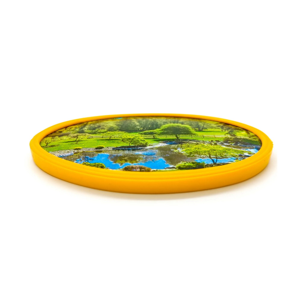 Espelho Oval Amarelo P/ Oferenda Pequeno De Bolso - Imagem 2
