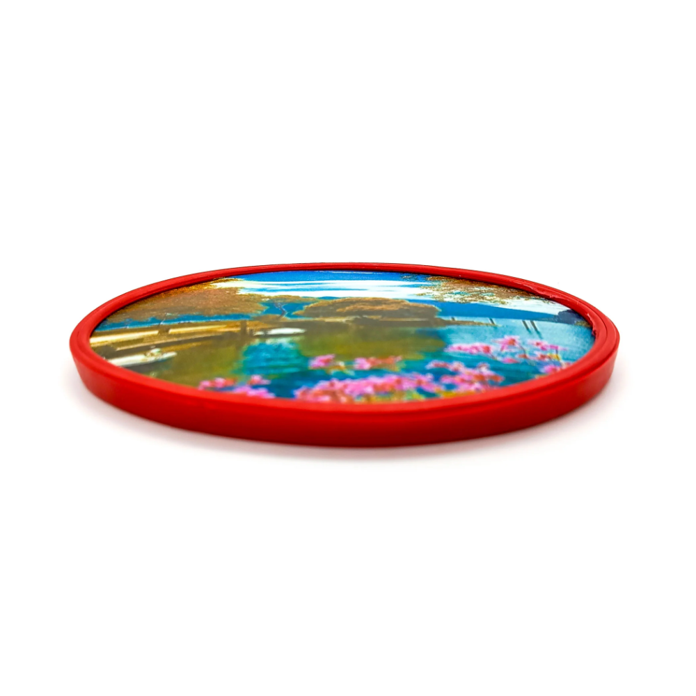 Espelho Oval Vermelho P/ Oferenda Pequeno De Bolso - Imagem 2