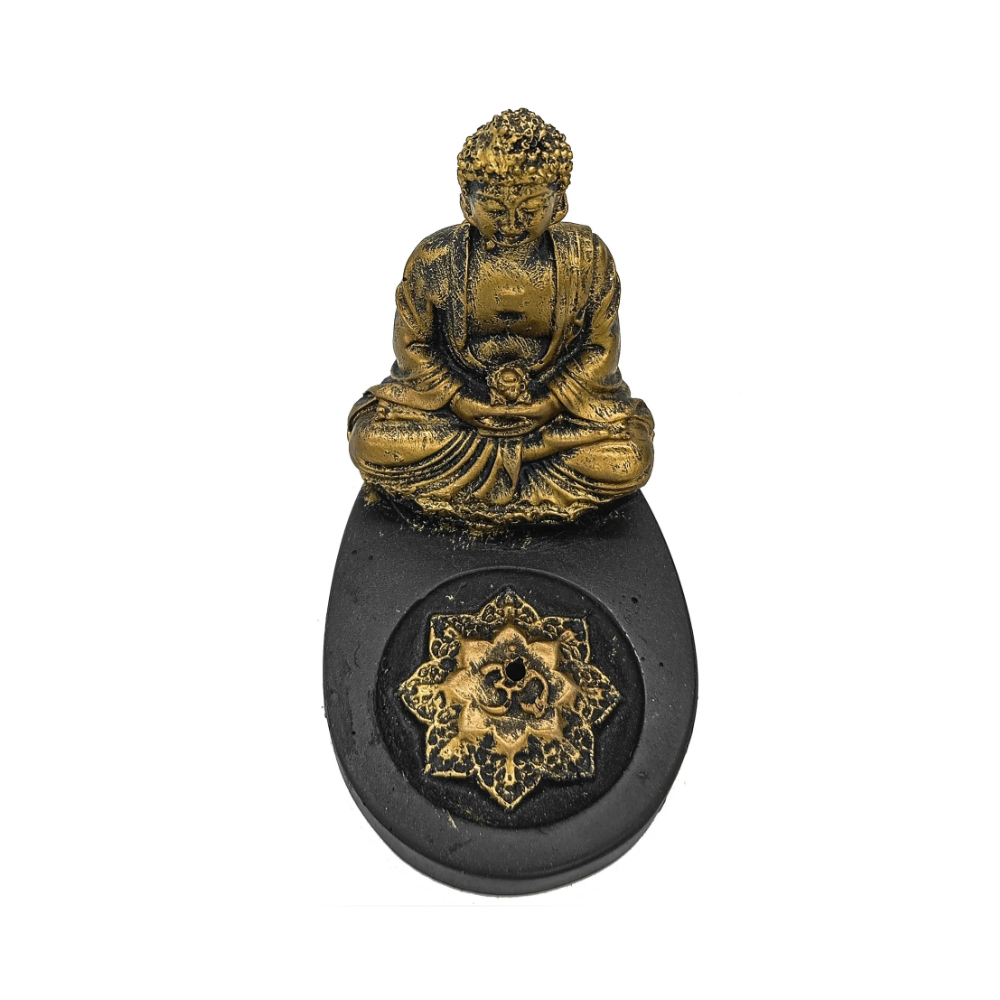 Incensário Mini Porta Incenso Oval Buda Tibetano Meditando - Imagem 2