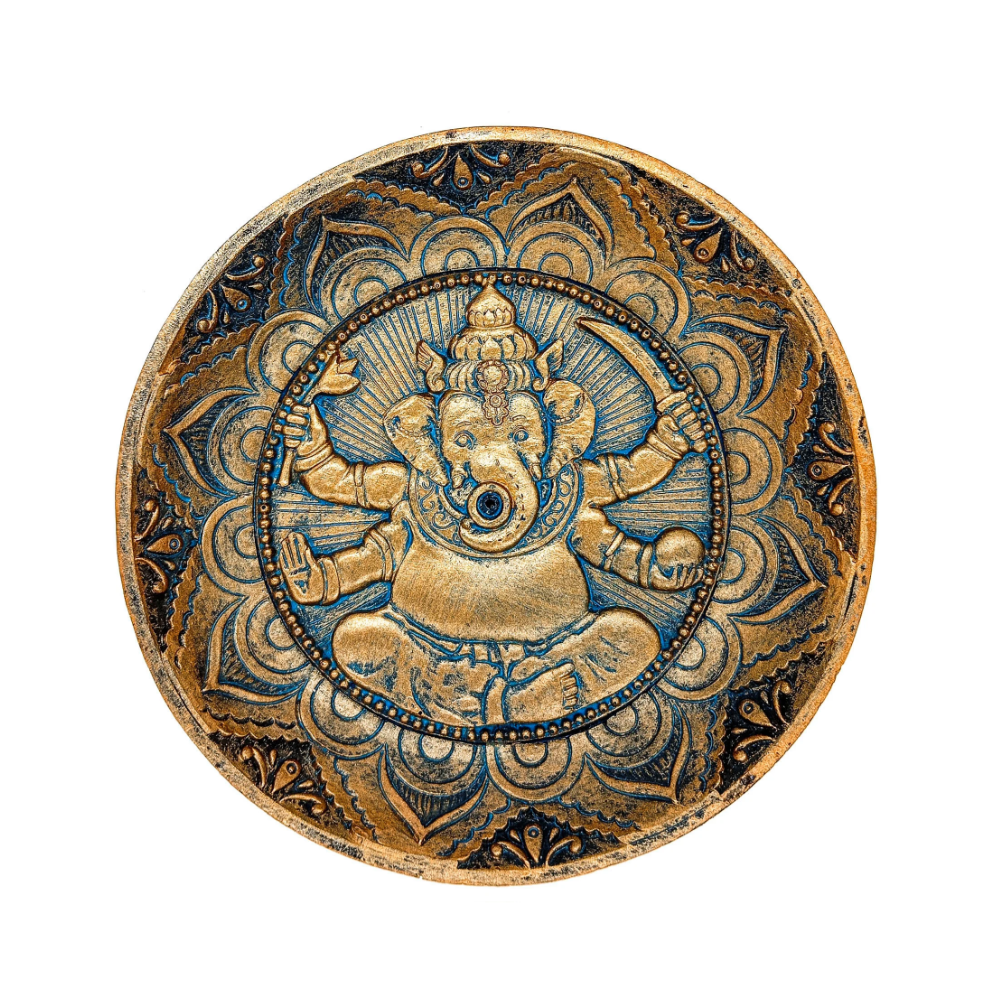 Incensário Porta Incenso Prato 12Cm Buda Bronze