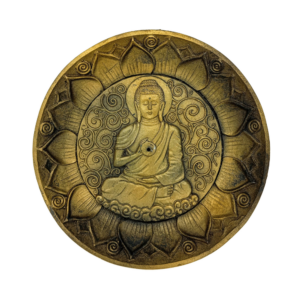 Incensário Porta Incenso Prato 12Cm Buda Dourado