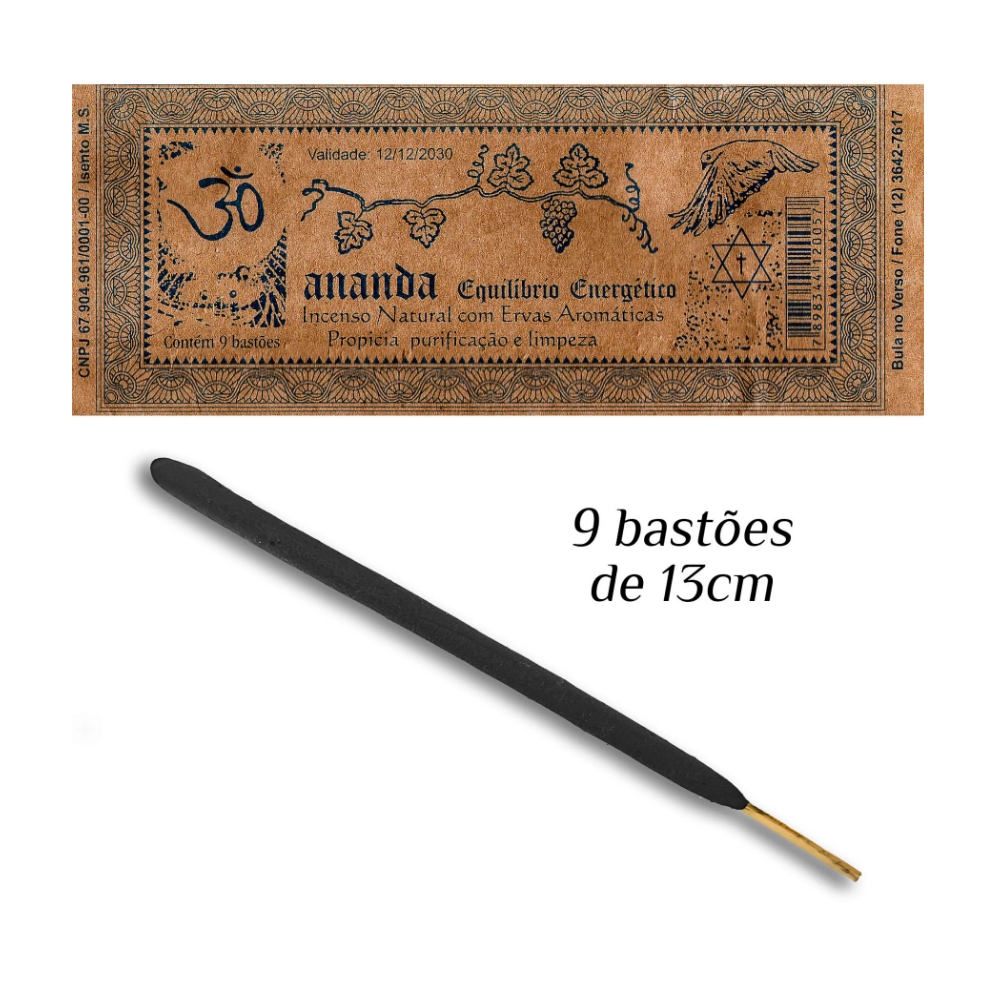 Incenso Natural Ananda Equilíbrio Rolo Tubo C/ 9Un Varetas