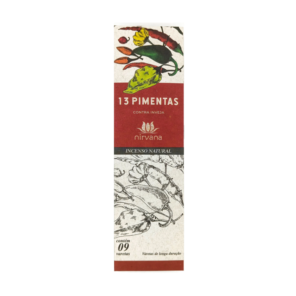 Incenso Natural Nirvana 9 Varetas 13 Pimentas Contra Inveja
