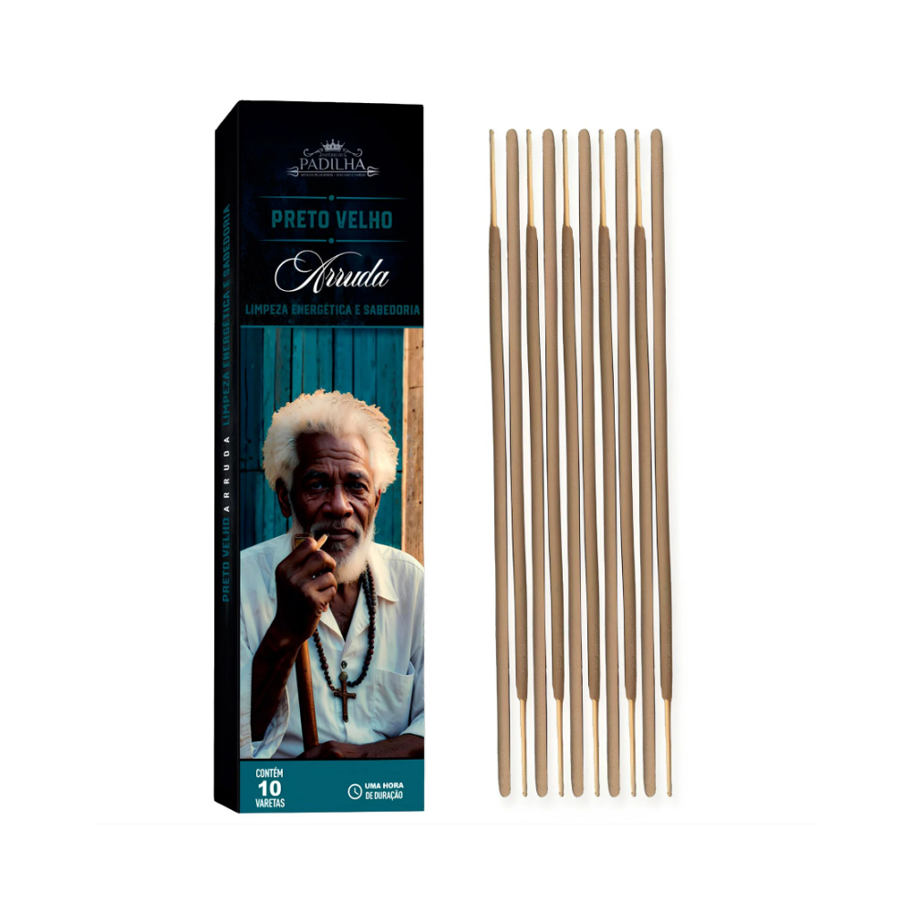 Incenso Premium 10 Varetas Preto Velho Arruda - Imagem 2