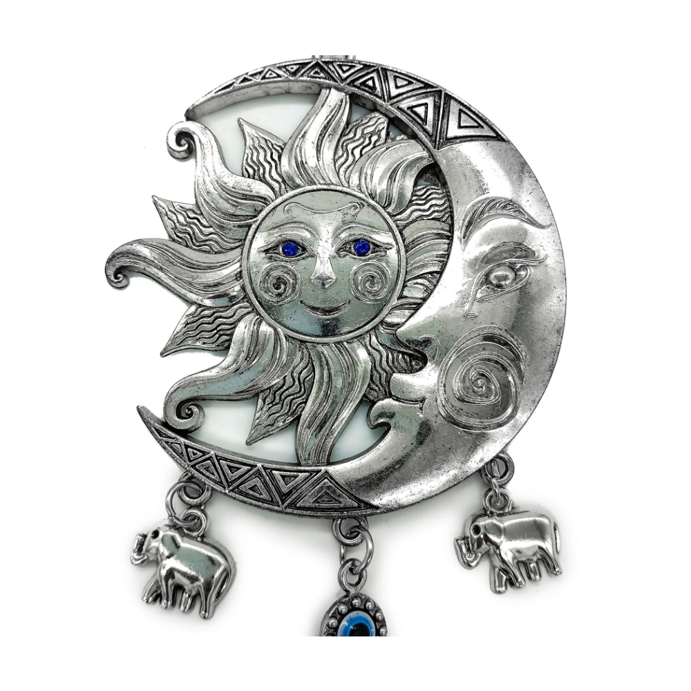 Pendulo Olho Grego Sol E Lua Amuleto De Proteção P/ Casa - Imagem 2