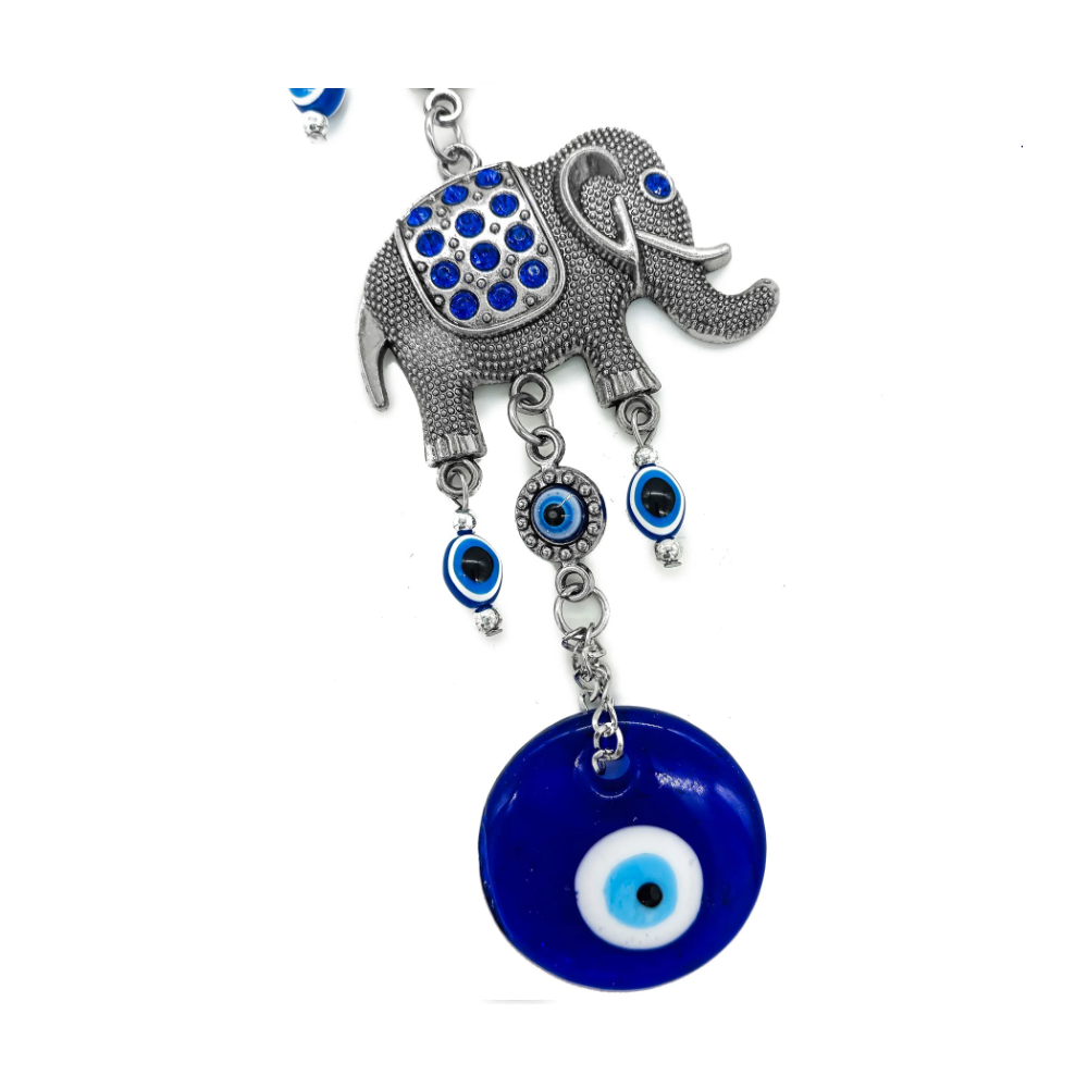 Pendulo Olho Grego Trio Elefante Amuleto De Proteção P/ Casa - Imagem 2