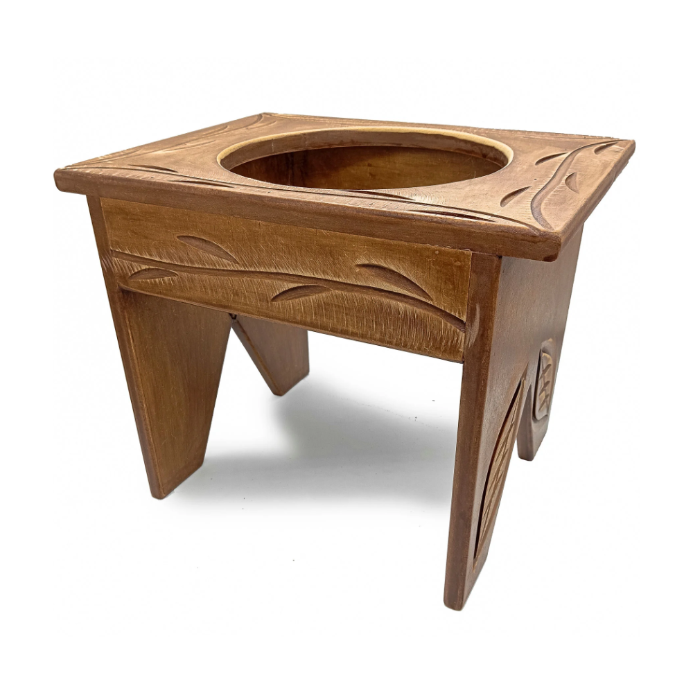 Suporte Banco Atabaque 1 Furo Mdf Premium Entalhado C/ Folha - Imagem 2