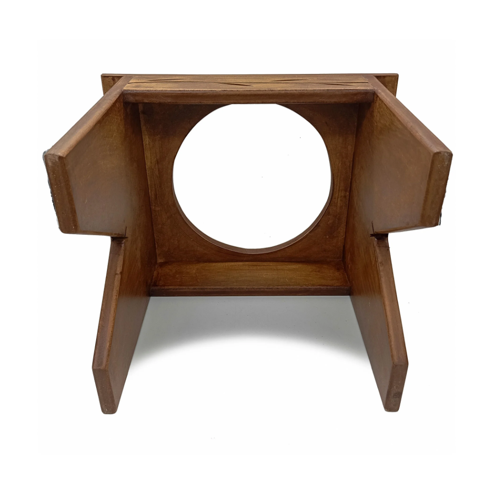 Suporte Banco Atabaque 1 Furo Mdf Premium Entalhado C/ Folha - Imagem 4